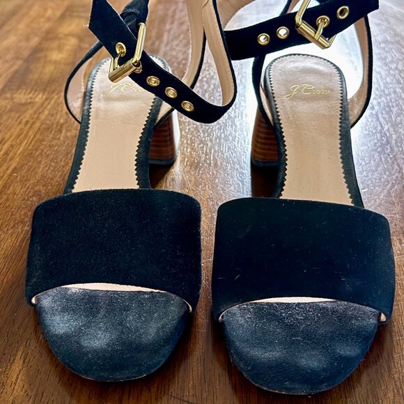 J.Crew Penny Ankle-Strap Sandals in black suede 7.5 - Picture 6 of 6